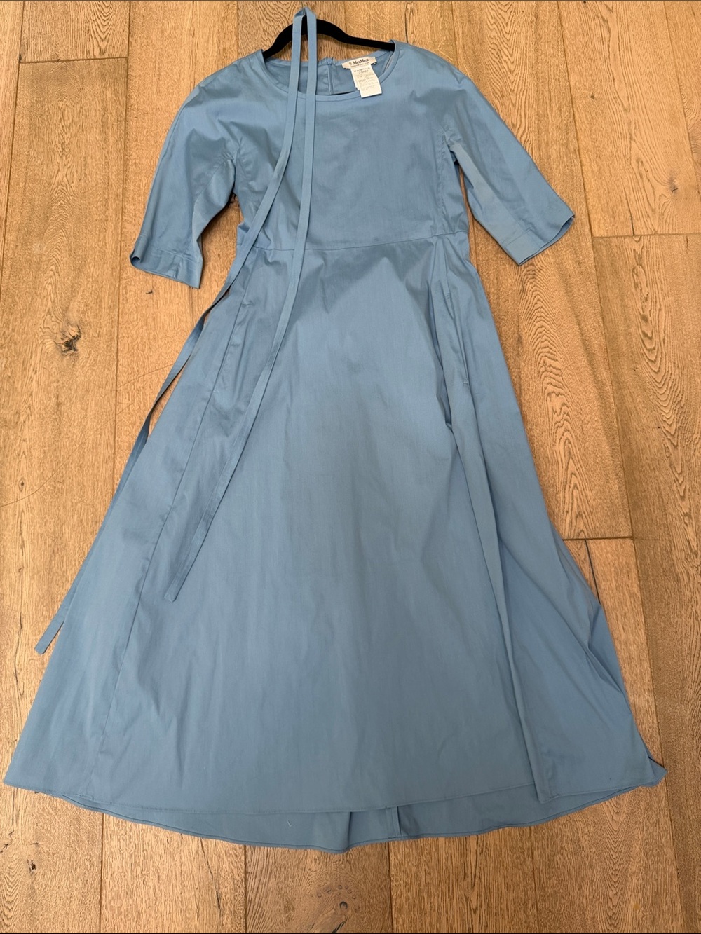 MaxMara Powder Blue Maxi Dress with Tie Waist